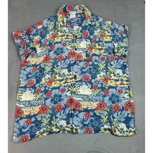 Disney Blue Tropical Floral Button-Down Shirt